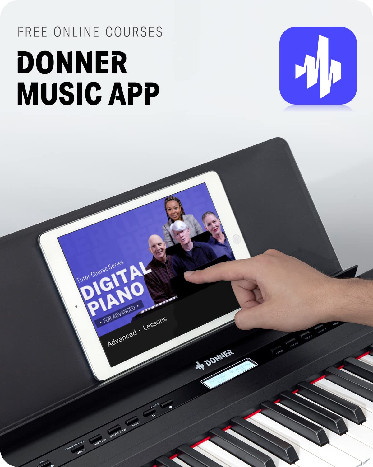Donner DEP-20 Beginner Digital Piano 88 Key Full Size Weighted Keyboard, Portable Electric Piano with Furniture Stand, 3-Pedal Unit