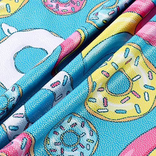 EQSJIU Gymnastics Leotards Donuts Aqua Blue Rainbow Adorable Shiny Sparkle Leotards For Girls Gymnastics 7-8 Years Primary Students Gym Lessons
