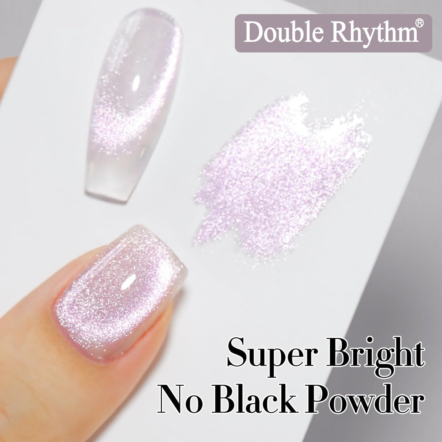 Double Rhythm 15ML Ice Glass Cat Eye Gel Polish with Magnet Holographic Glitter Shimmer Translucent Sheer Color Salon Soak Off Magnetic at Home (Purple-MC1139)