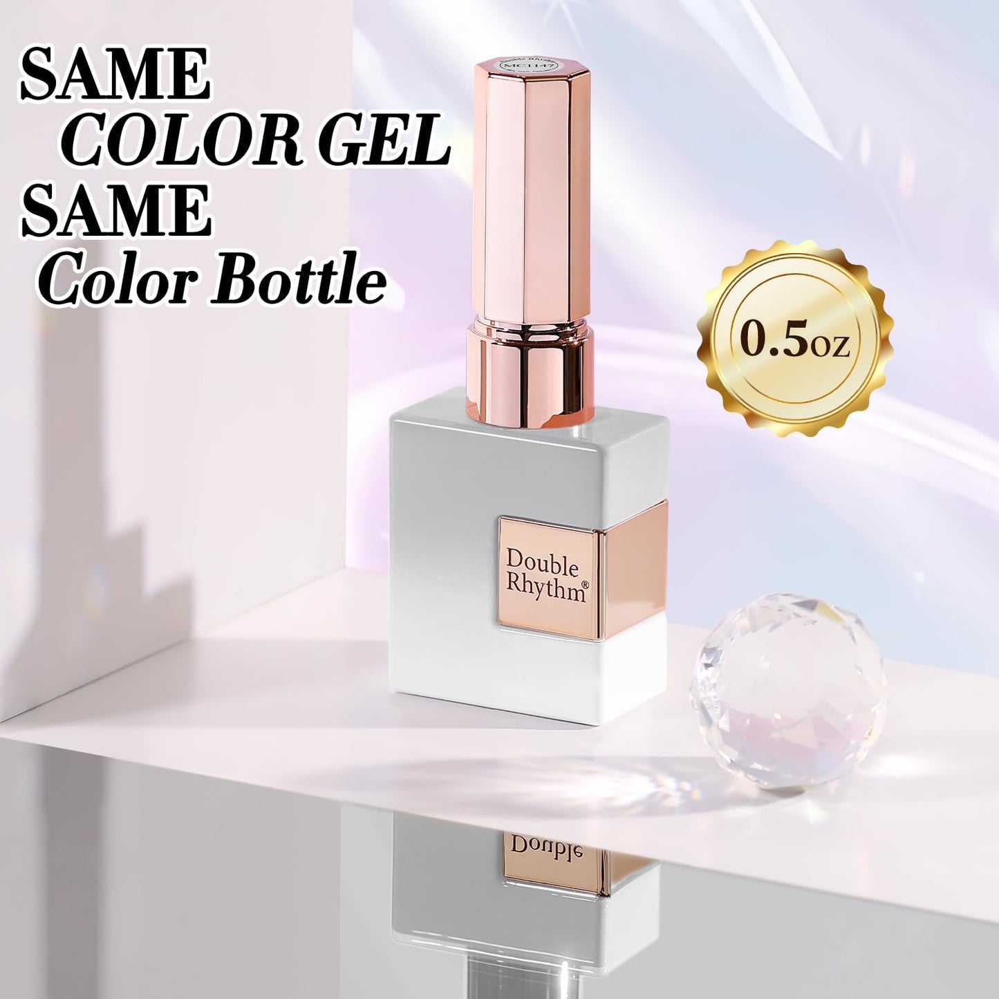 Double Rhythm 15ML Glass Cat Eye Gel Polish with Magnet Same Color Same Bottle Holographic Glitter Shimmer Salon Soak Off Magnetic Nail at Home (Clear Silver-MC1147)