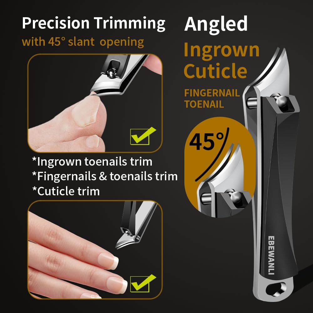 EBEWANLI Ingrown Nail Clippers, Slanted Curved Blade Toe Nail Clippers for Ingrown Toenails & Fingernail, Stainless Steel Toenail Clippers Cutter, Angled Nail Clippers for Seniors, Men, Women