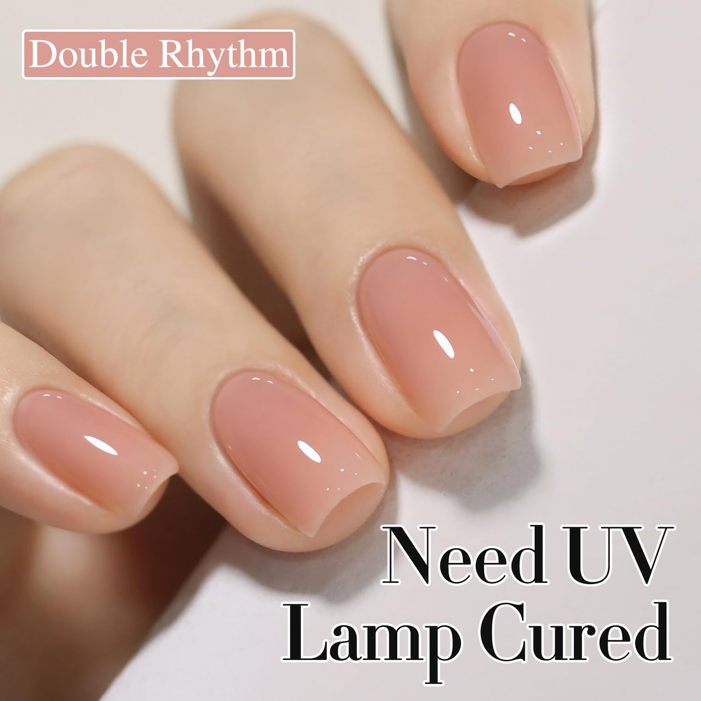 Double Rhythm 15ML Gel Polish Jelly Sheer Pastel Light Milky Color 1 PC 0.53 OZ Bottle UV Nail Polish Art Salon at Home for Women (Baby Pink Nude-B-A1383)