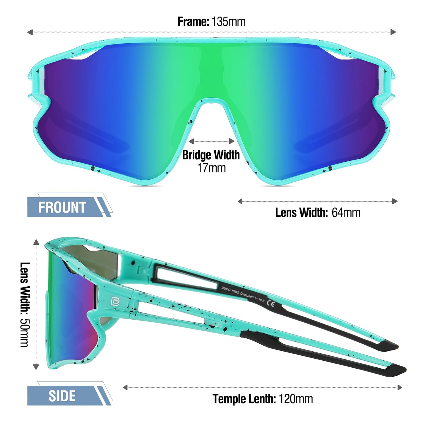 DUCO Kids Sunglasses Youth Baseball Sun Glasses Lightweight TR90 Frame UV400 Sports Cycling Shades for Boys Girls DK268