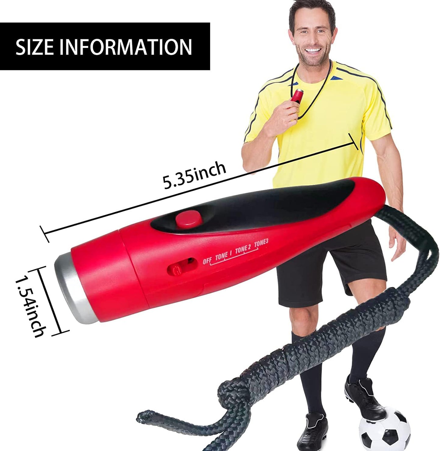 EFOBO Electronic Whistle for Coaches, Handheld Lound Electric Whistle with Lanyard and Three Tone for Volleyball, Soccer Referee, P.E. Teacher, Police,Outdoor Camping, Self Defense Emergency (Red)