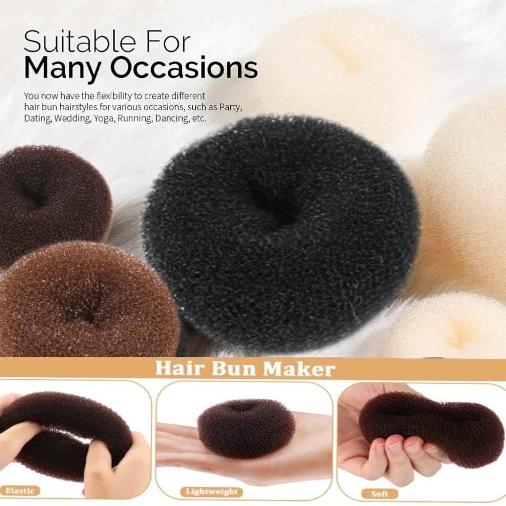 Donut Hair Bun Maker - 4pcs Hair Bun Maker for Kids Easy Ballet and Sock Buns 20pcs Bobby Pins Black
