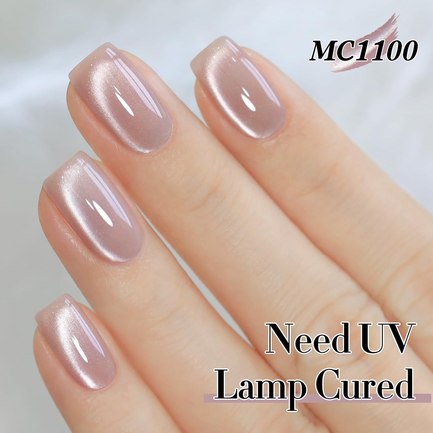 Double Rhythm Jelly Glass Cat Eye Gel Polish with Magnet 15ML Holographic Glitter Shimmer Translucent Sheer Color Magnetic Nail Polish Salon DIY at Home (Jelly Pale Purple-MC1100)