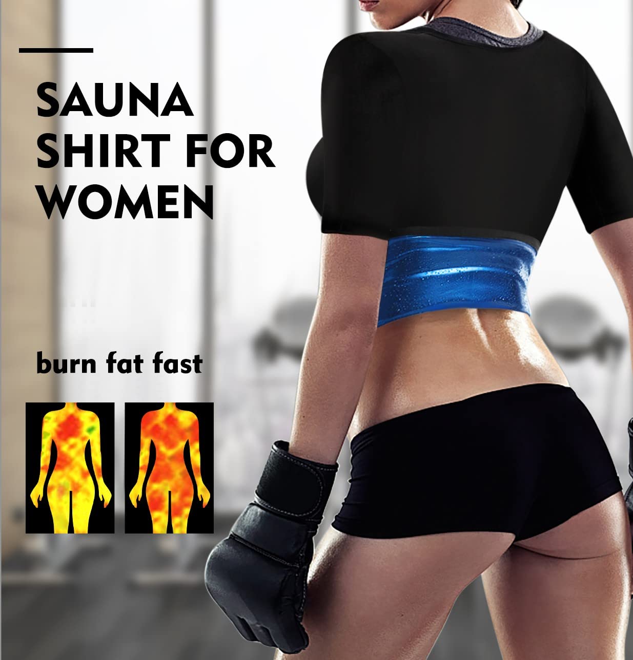 DYUAI Sauna Shirt for Women Sauna Suit for Women Waist Trainer Sauna Sweat Vest Workout Body Shaper Zipper(6005-01-S)