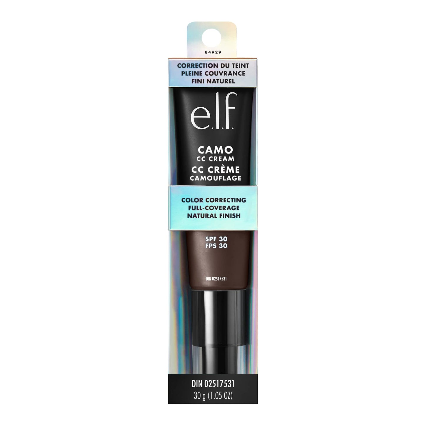 e.l.f. Camo CC Cream, Color Correcting Medium-To-Full Coverage Foundation with SPF 30, Rich 660 N, 1.05 Oz (30g)