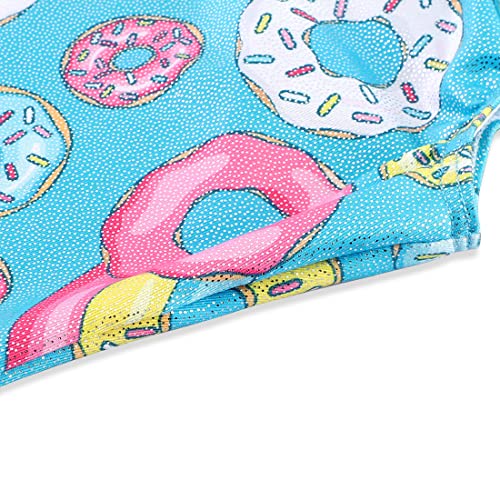 EQSJIU Gymnastics Leotards Donuts Aqua Blue Rainbow Adorable Shiny Sparkle Leotards For Girls Gymnastics 7-8 Years Primary Students Gym Lessons