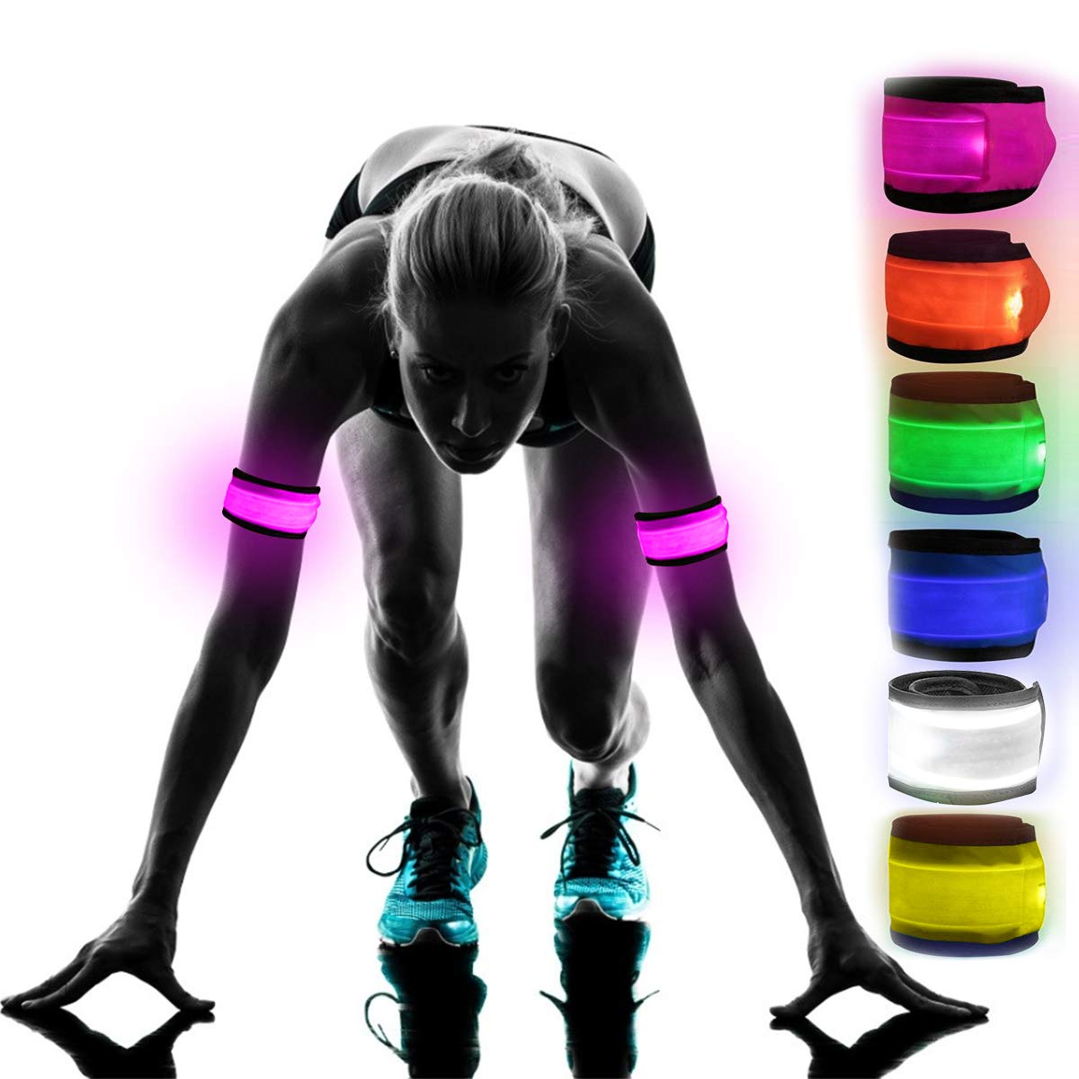 esonstyle Pack of 6 LED Light Up Band Slap Bracelets Night Safety Wrist Band for Cycling Walking Running Concert Camping Outdoor Sports
