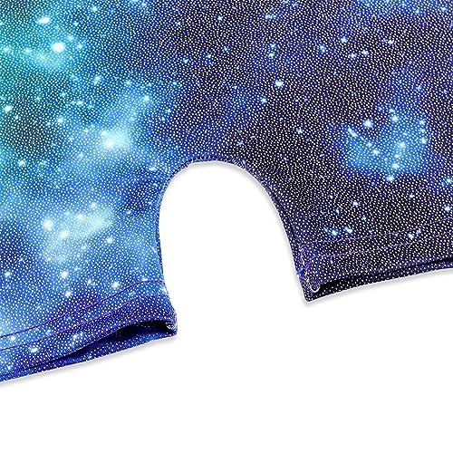 EQSJIU Gymnastics Gifts For Girls Biketards Rainbow Unicorn Dinosaur Mermaid Leopard Donut Galaxy 5-6 Years Girls Accessories Blue Galaxy