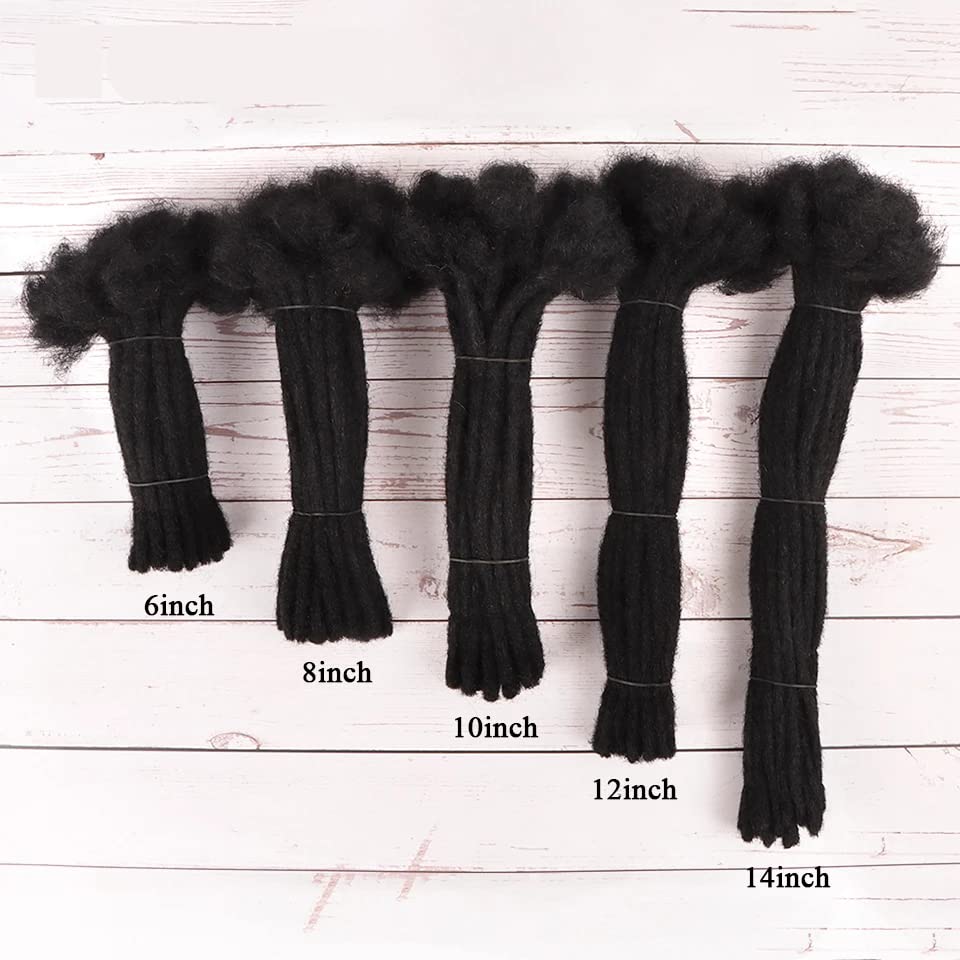 Dreadlock Extensions Real Human Hair for Women/Men/Kids 8 inch 0.6cm Thickness 60 Strands 100% Handmade Can Be Dyed,Curled and Bleached Natural Black Permanent Loc Extensions