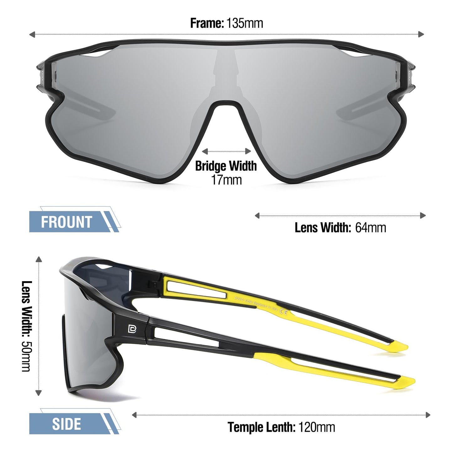 DUCO Kids Sunglasses Youth Baseball Sun Glasses Lightweight TR90 Frame UV400 Sports Cycling Shades for Boys Girls DK268