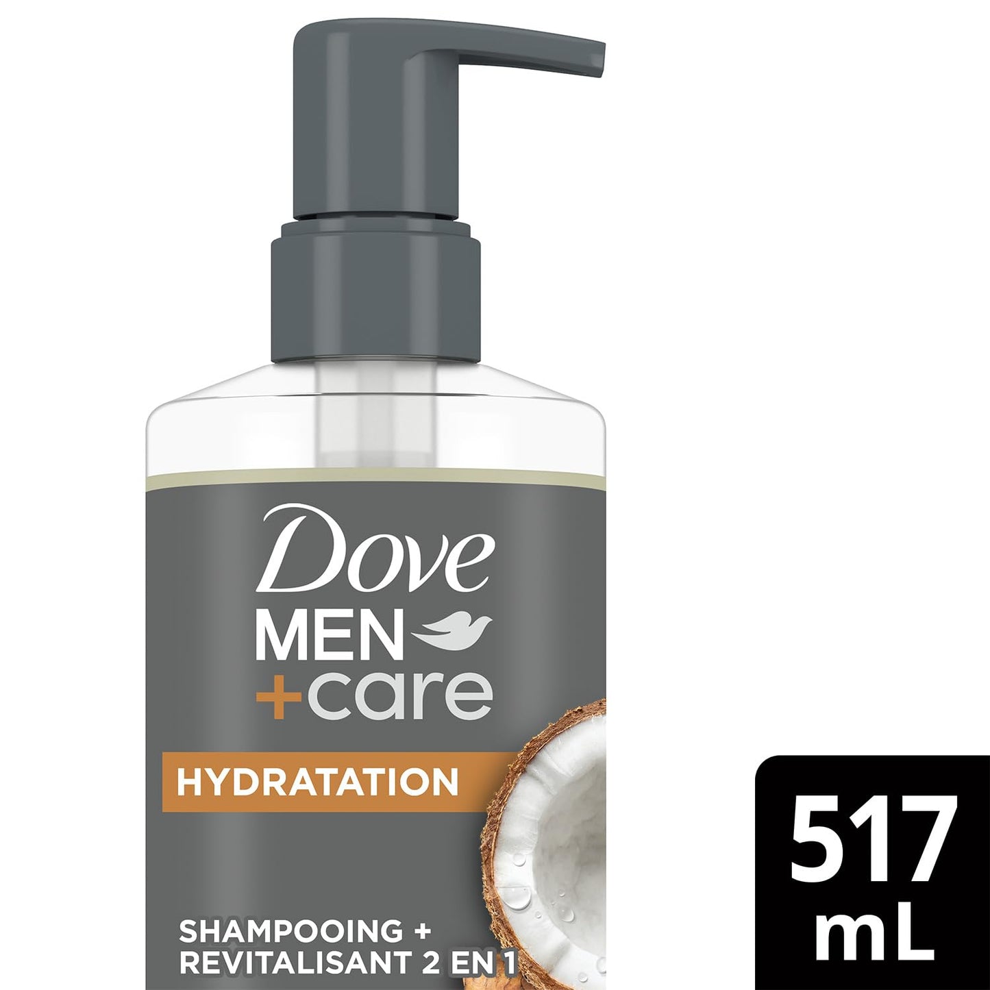 DOVE MEN + CARE 2-in-1 Shampoo & Conditioner, Ginger & Coconut Oil, Hydration – Men’s Shampoo & Conditioner, Sulfate-Free, with Biotin & Zinc for Strong, Healthy Hair, 17.5 Oz (Pack of 4)