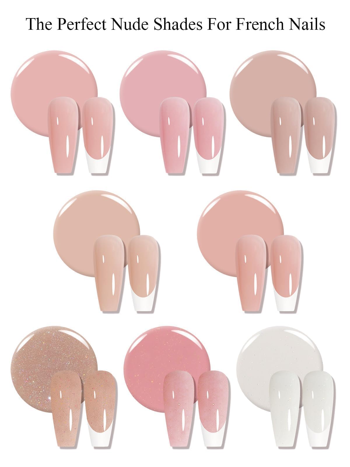 EBANKU Gel Builder for Nails Kit, 8 Colors 8 in 1 Sheer Pink Nude Builder Nail Gel Nail Strengthener Hard Gel for Nail Thickening French Manicure, Ultra-thin Brush in A Bottle, Summer Gifts for Women
