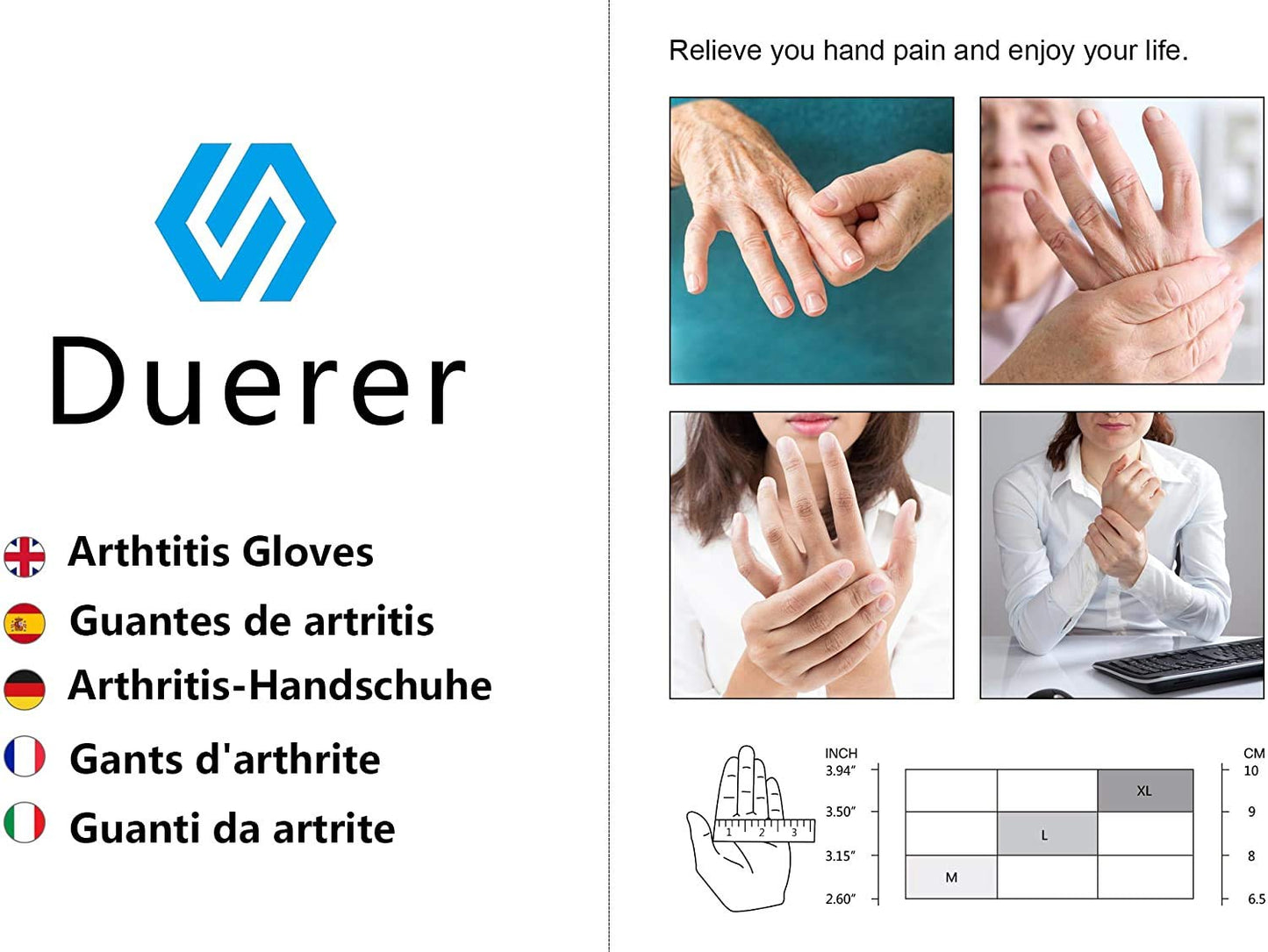 Duerer Arthritis Compression Gloves Women Men for RSI, Carpal Tunnel, Rheumatiod, Tendonitis, Fingerless Gloves for Computer Typing and Dailywork (Brown, S)
