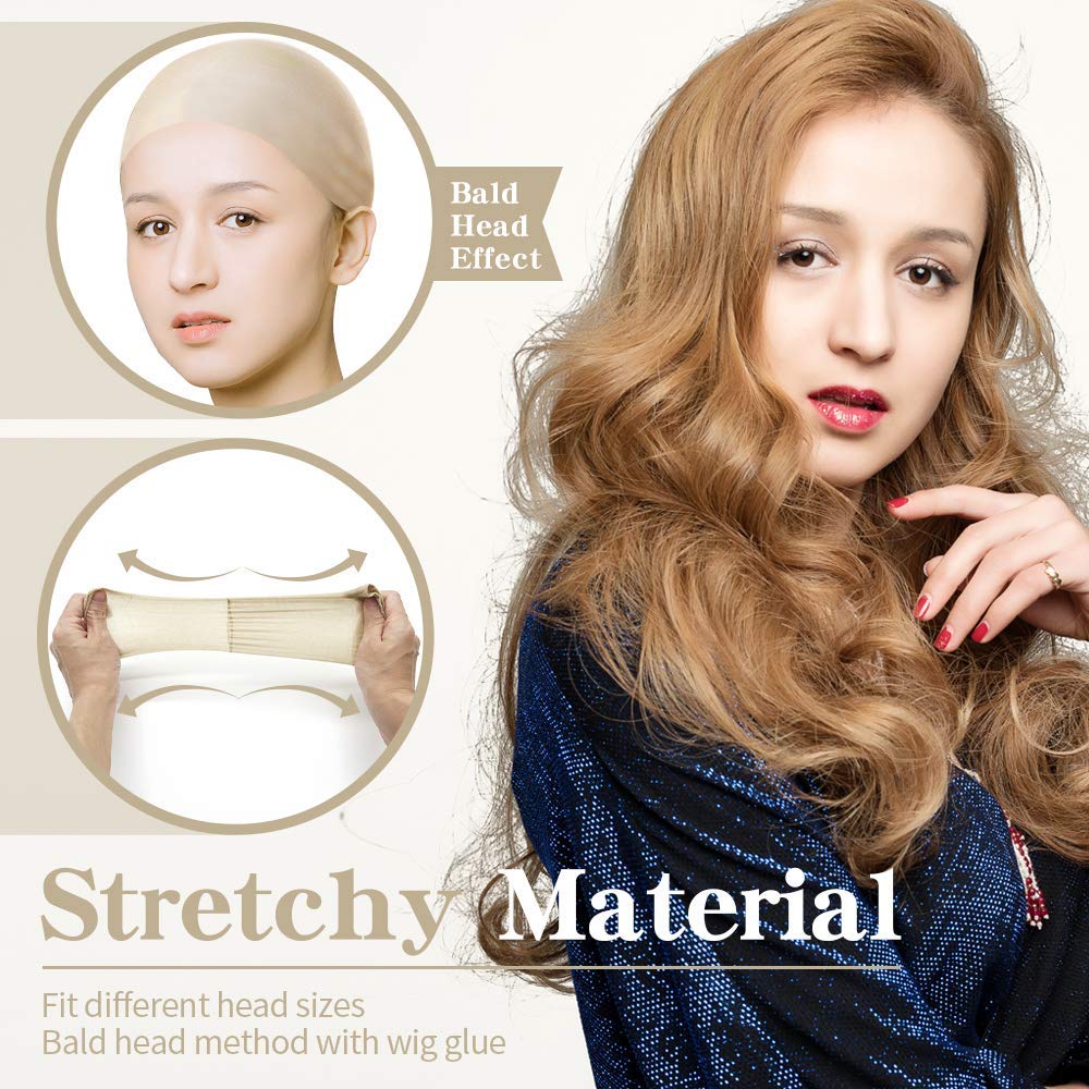 Dreamlover Nude Wig Cap for Lace Front Wig, Blond Stocking Cap for White Women, 12 Pieces