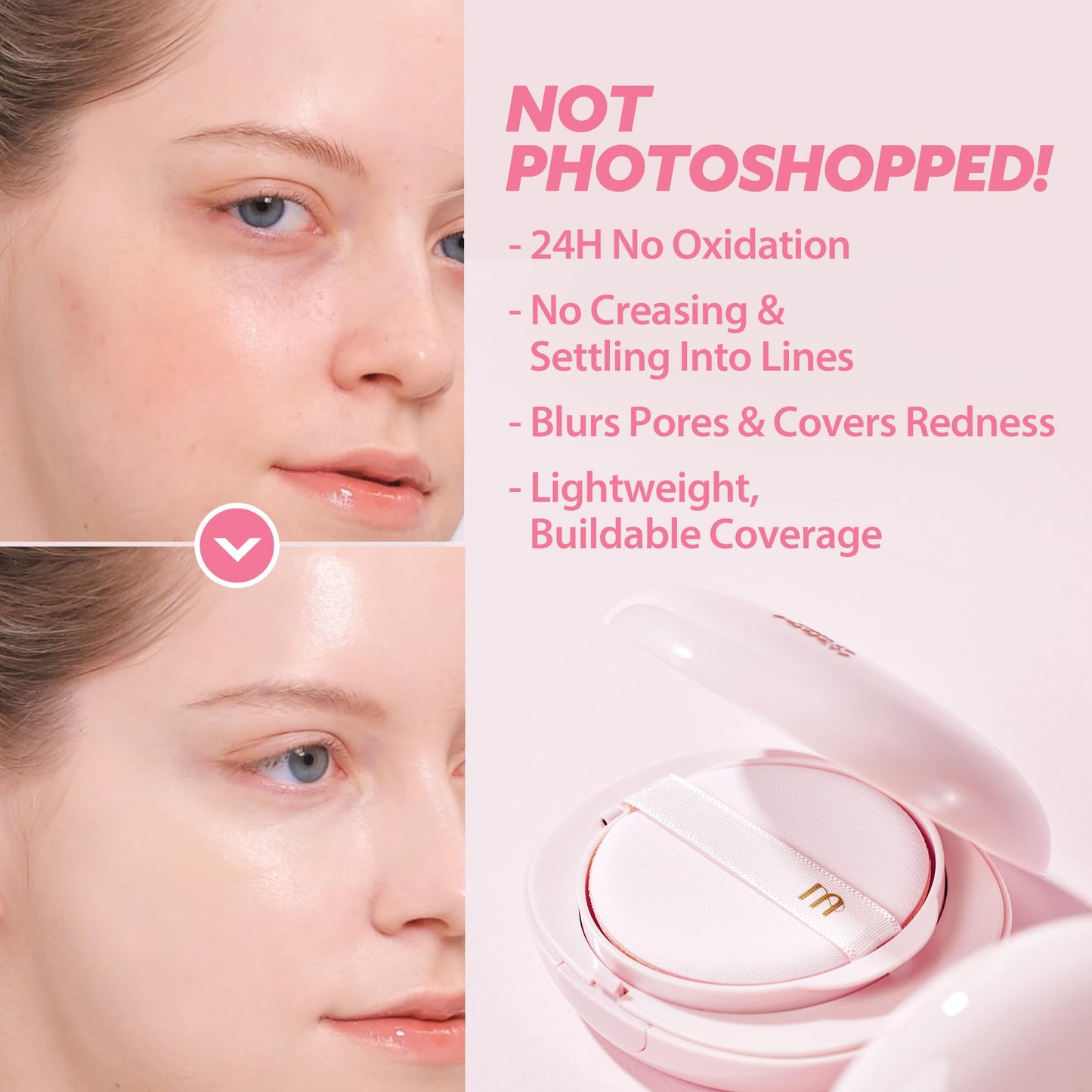 milktouch Cushion Foundation, 24H Flawless Skin, Radiant Shine, No Oxidation, Long-Lasting, Non-Creasing, 60% Hydrating Skincare Infused Korean Foundation, Valentines Gifts (26N Latte)