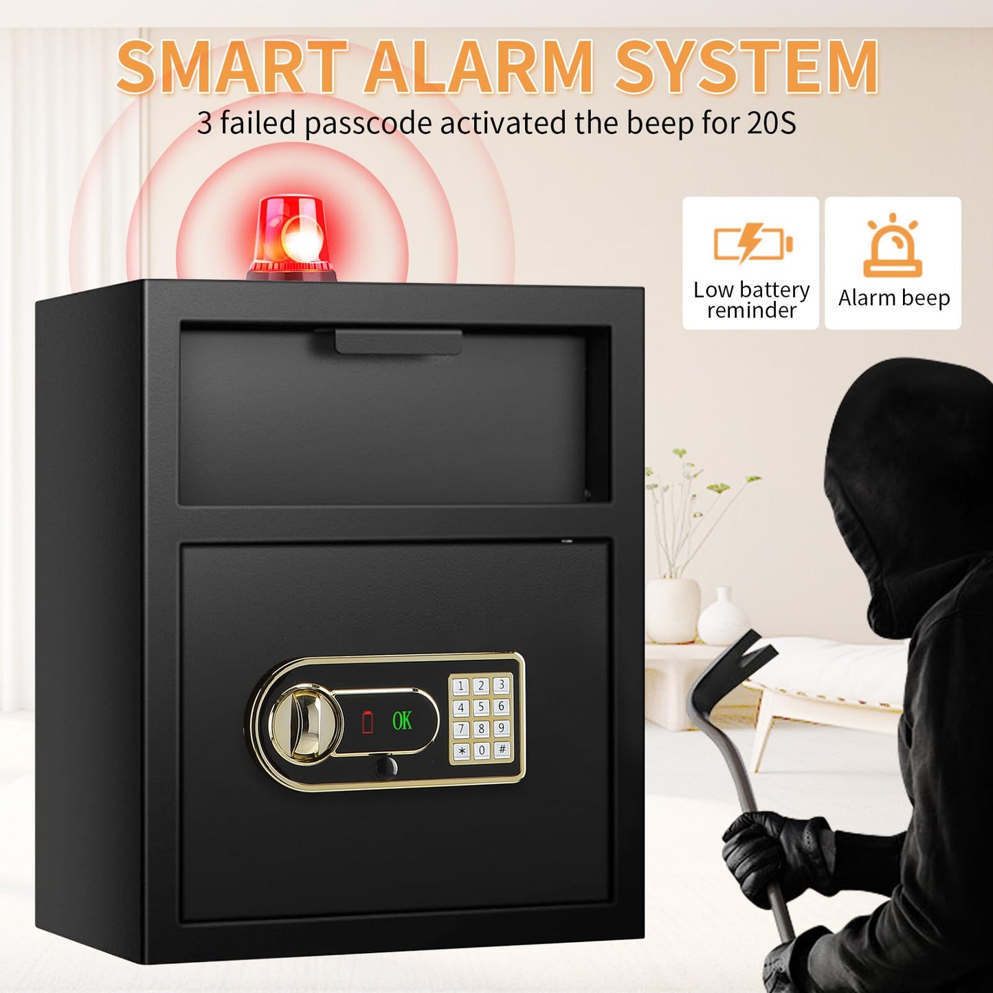 2.8 cu ft Large Fireproof Drop Safe Box for Business, Anti-Theft Cash Drop Safe with Slot & Combination Lock, Heavy Duty Depository Slot Safes for Home Business Mail Church