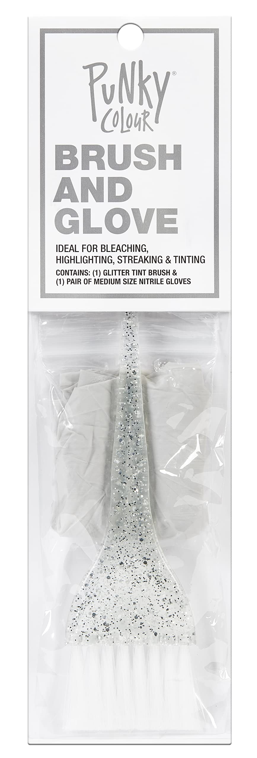 Punky Glitter Brush and Glove Kit, use for Highlighting, Bleaching and Tinting, 3 pack
