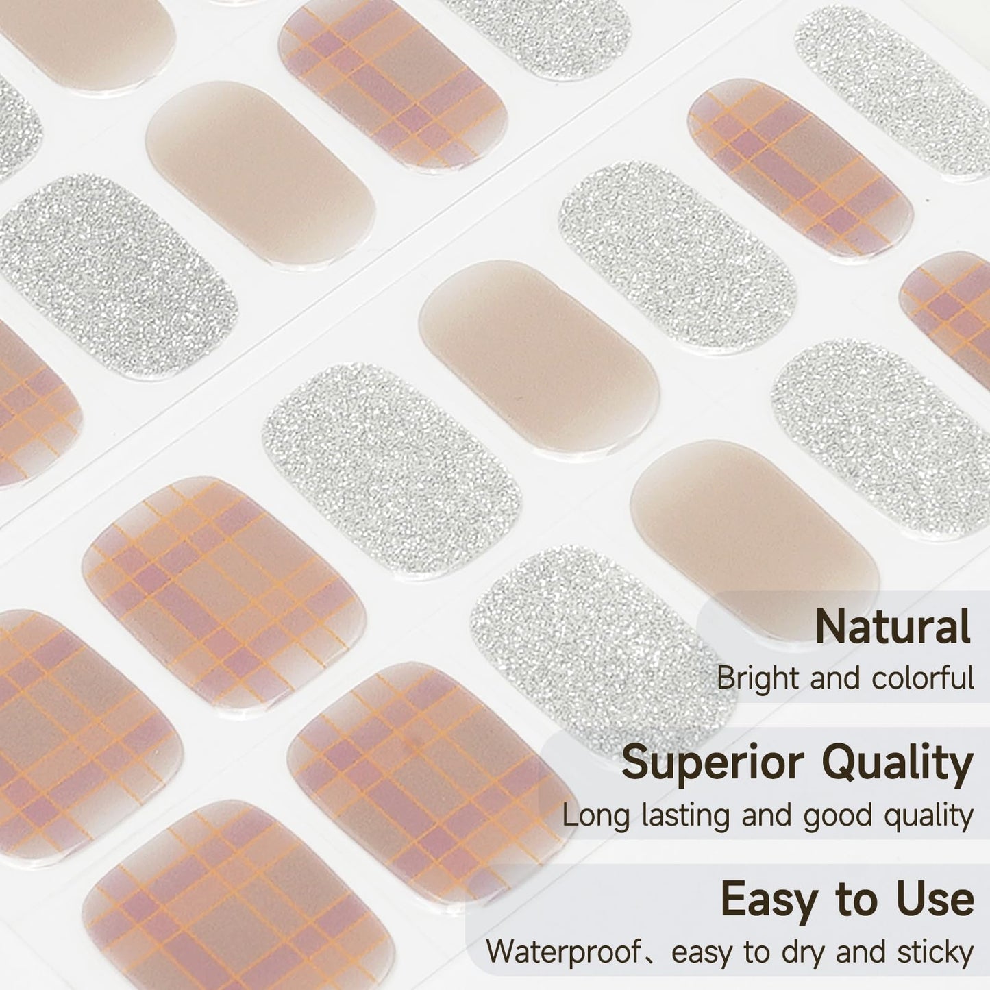 DUKASOU Semi Cured Gel Nail Strips, Milk Brown Sugar | 28 pcs Gel Nail Strips Work with Any UV Lamp, Salon Quality UV Nails Stickers, Easy to Apply for Home Nails DIY