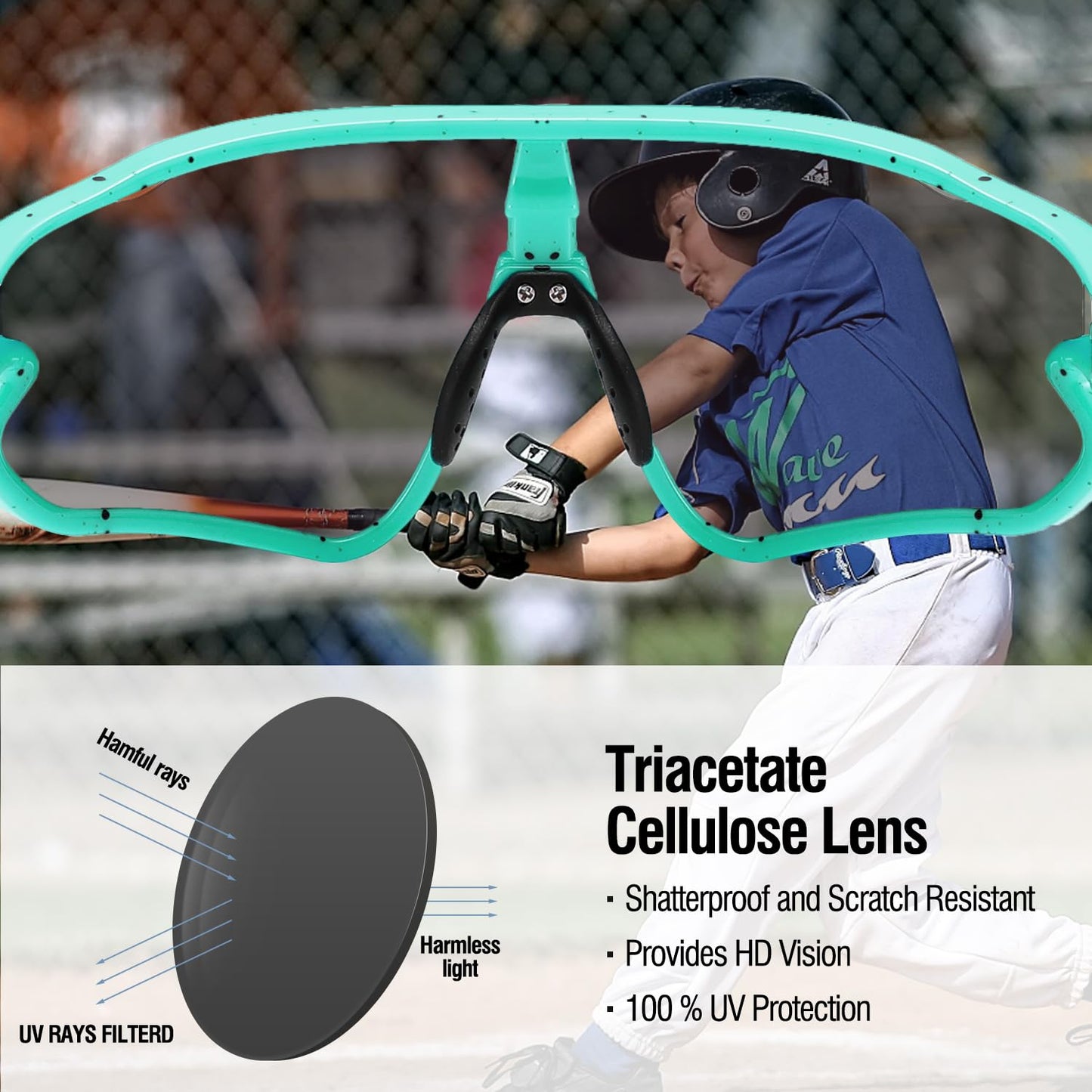DUCO Kids Sunglasses Youth Baseball Sun Glasses Lightweight TR90 Frame UV400 Sports Cycling Shades for Boys Girls DK268