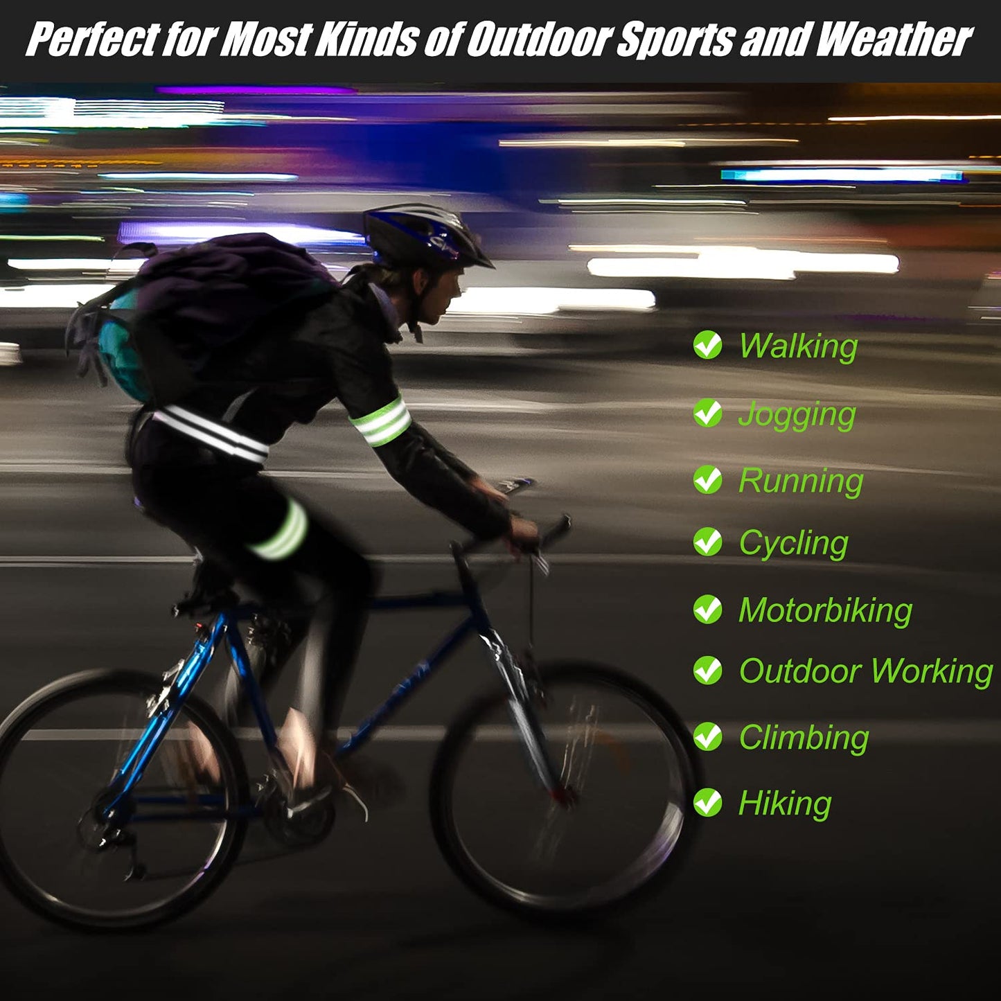 16 Pieces Reflective Bands Reflector Bands for Wrist, Arm, Ankle, Leg, High Visibility Reflective Gear Safety Reflector Tape Straps for Night Walking, Cycling and Running (Green, Black)