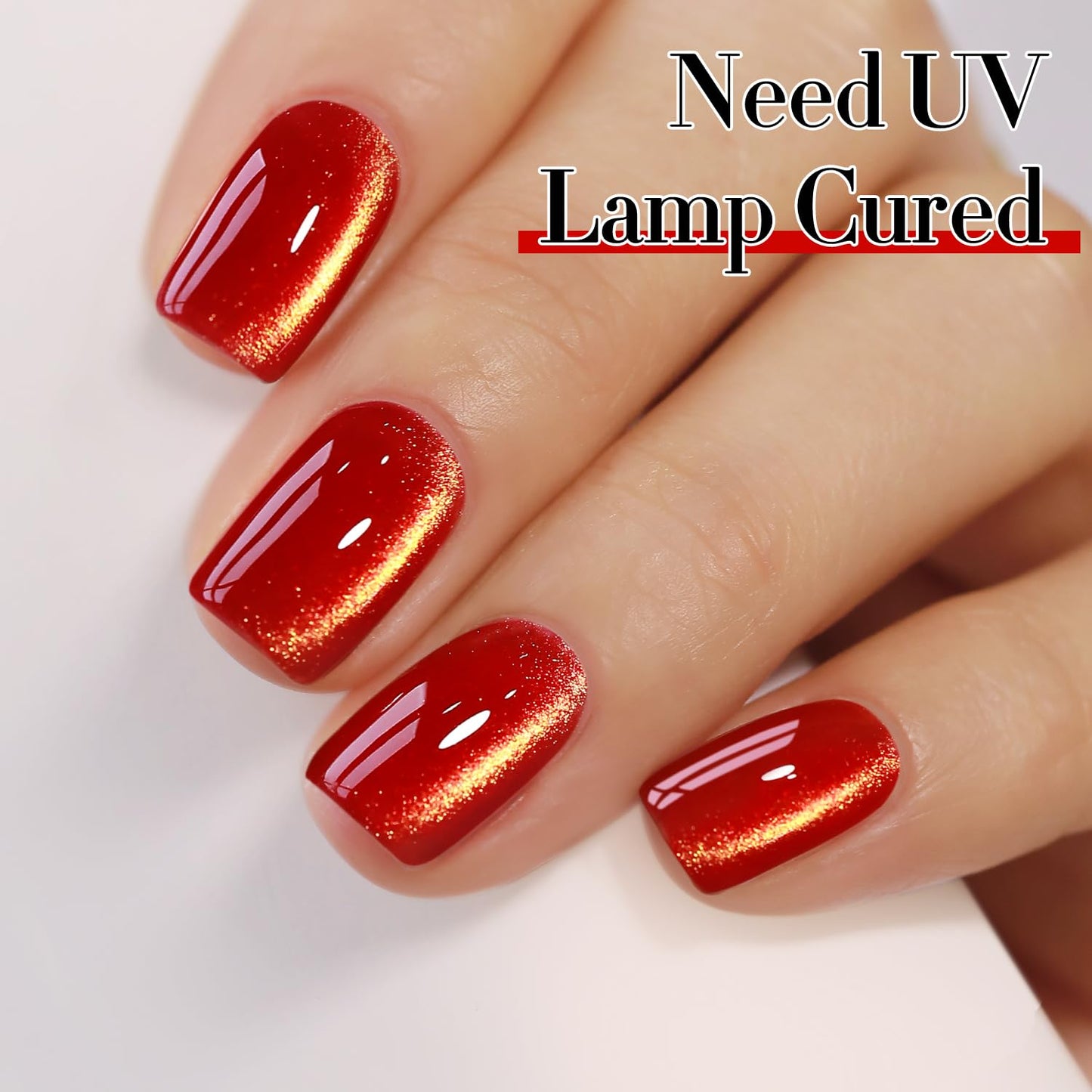 Double Rhythm 15ML Ice Glass Cat Eye Gel Polish with Magnet Holographic Glitter Shimmer Translucent Sheer Color Salon Soak Off Magnetic at Home (Blood Red-MC1145)