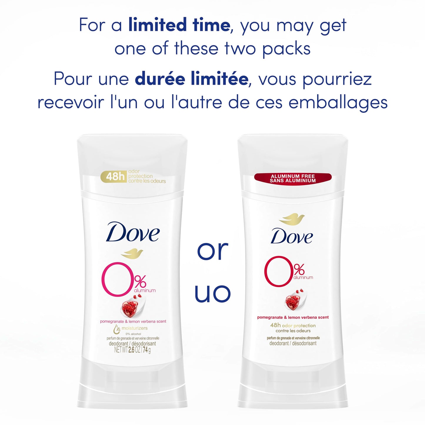 Dove Deodorant for Smooth Underarms 24 Hour Odor Protection, Pomegranate and Lemon Verbena, 2.6 Oz