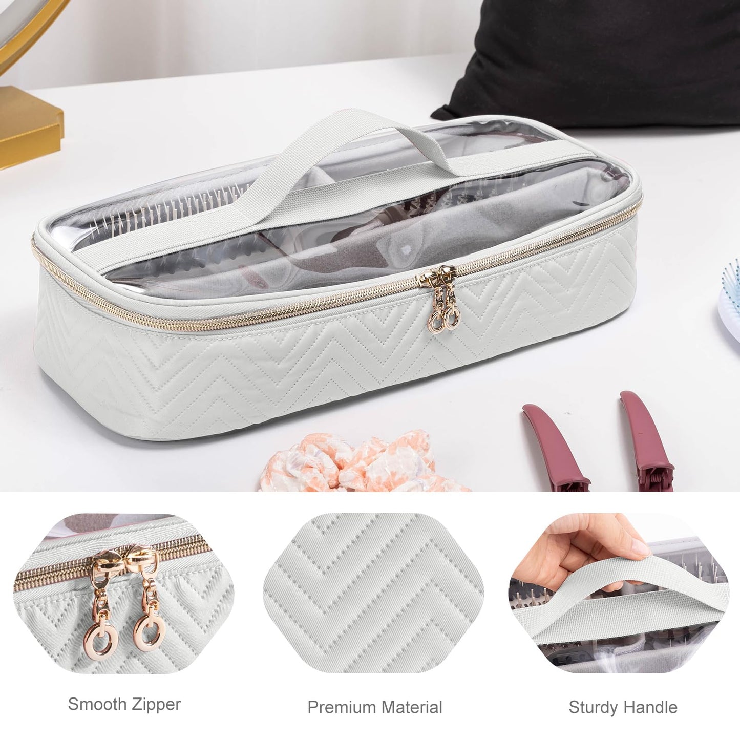 ELCUPA Hair Tools Travel Case with Black Hair Dryer Bag, Hair Tools Travel Carrying Case for Shark FlexStyle/SmoothStyle - Hair Air Wrap Dryer Case Flat Curling Iron Travel Organizer