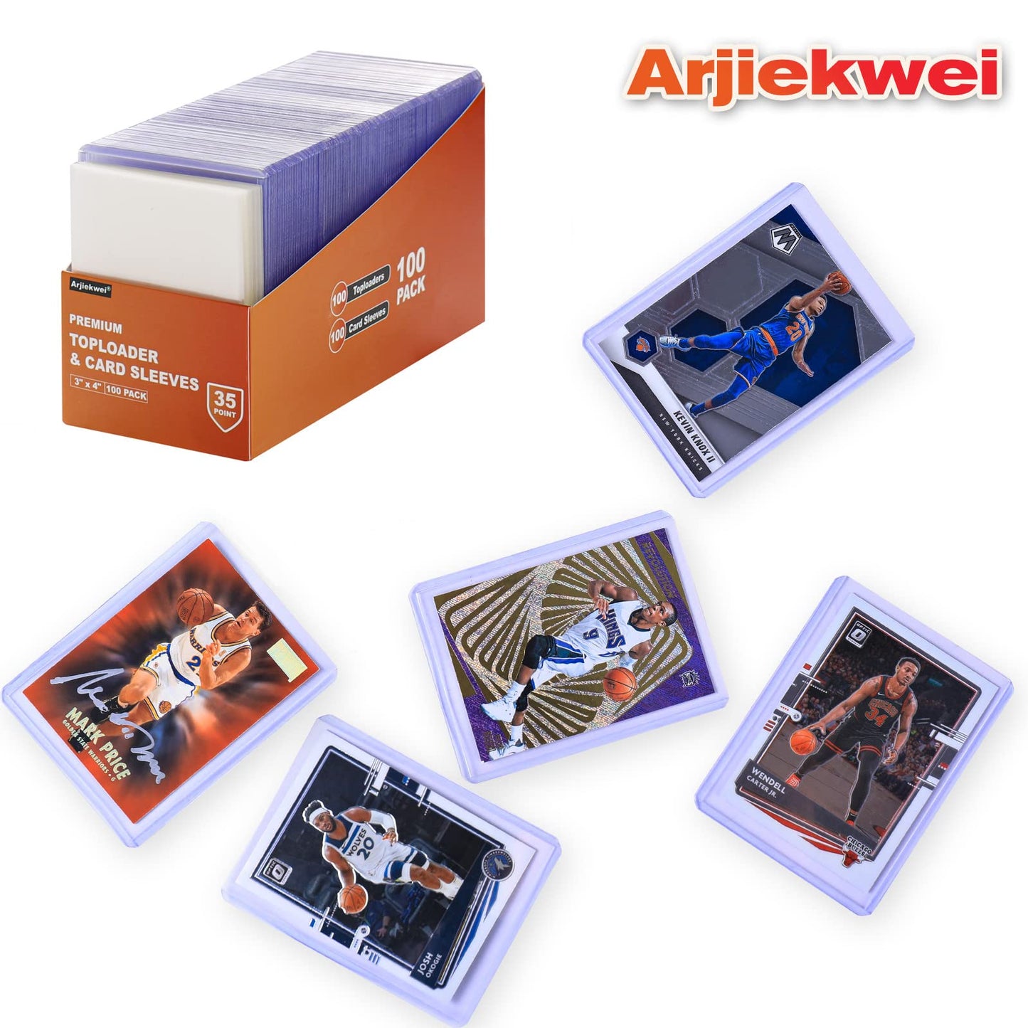 1000 Card Sleeves Top Loaders for Cards, Arjiekwei 3"X4" Baseball Card Protectors Hard Plastic, Premium Toploaders Card Holder for Sports Football Trading Cards (500 Toploaders + 500 Penny Sleeves)