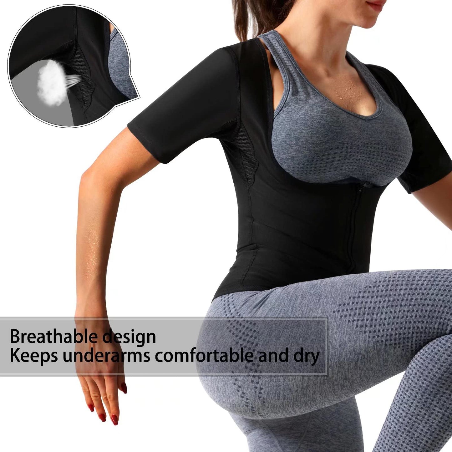 DYUAI Sauna Shirt for Women Sauna Suit for Women Waist Trainer Sauna Sweat Vest Workout Body Shaper Zipper(6005-01-S)