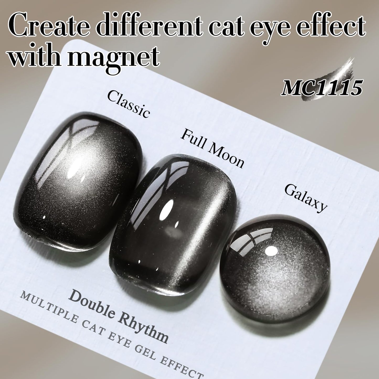 Double Rhythm Jelly Glass Cat Eye Gel Polish with Magnet 15ML Holographic Glitter Shimmer Translucent Sheer Color Magnetic Nail Polish Salon DIY at Home (Jelly Black-MC1115)