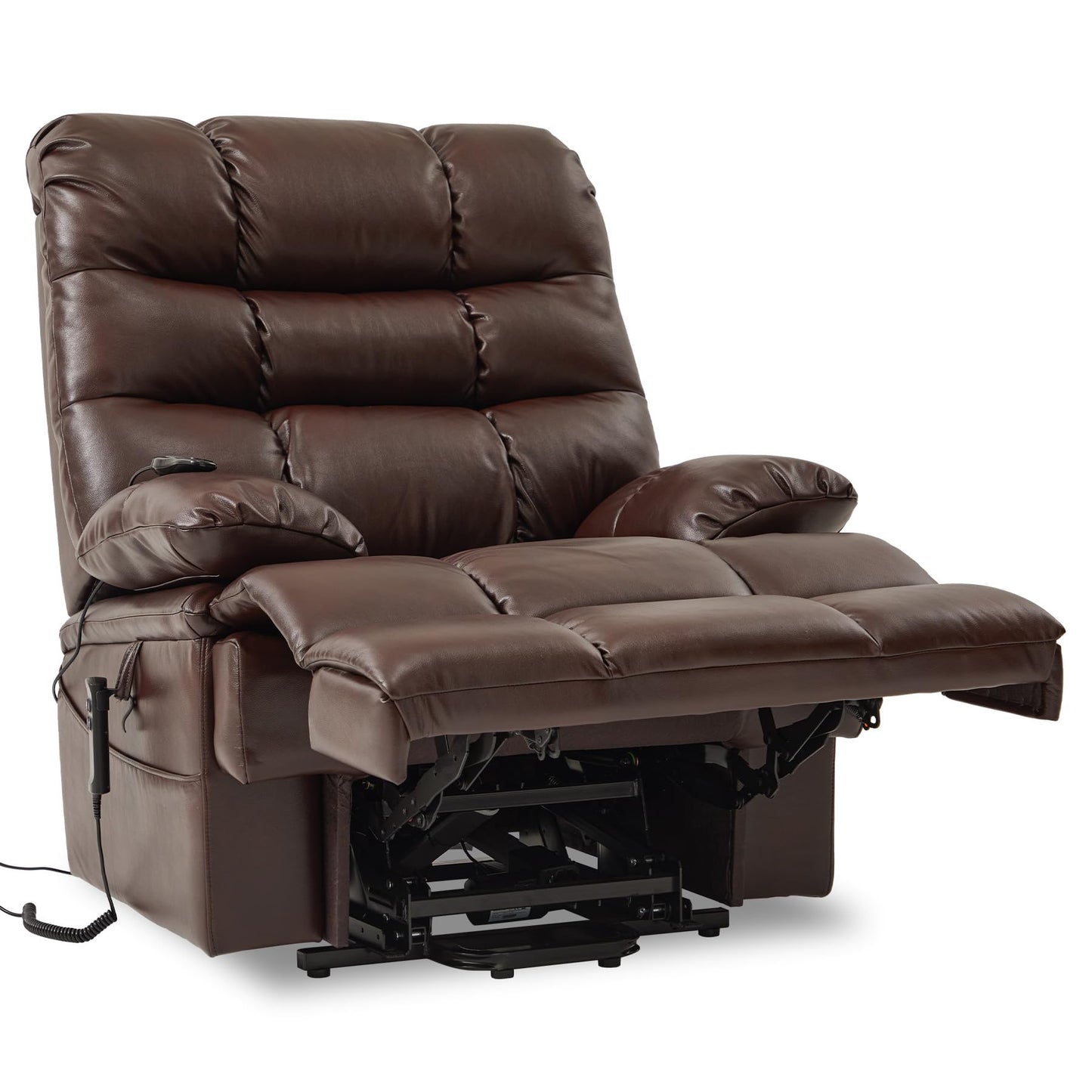 DYNOX 400lbs Lift Chairs for Big & Tall Seniors Power Lay Flat Recliner Extra Large Wide Oversized Lift Sofa with Heat Massage Electric Lift Recliner Chair Bed(9205,Faux Leather, Dark Brown)