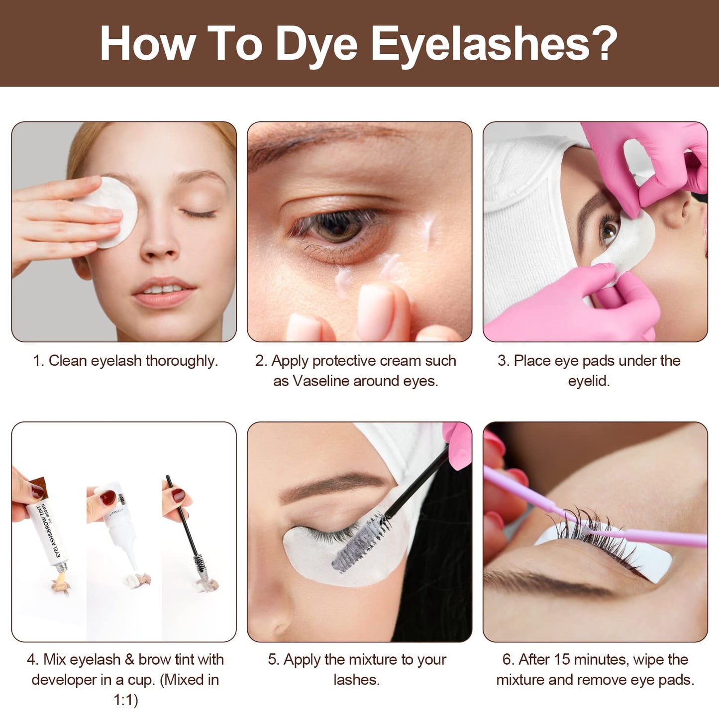 Duoffanny 2-In-1 Eyelash & Eyebrow Kit, Professional Lash & Brow Color Kit, Lasting for 4-6 Weeks DIY Hair Coloring for Salon & Home Use 7ml Light Brown