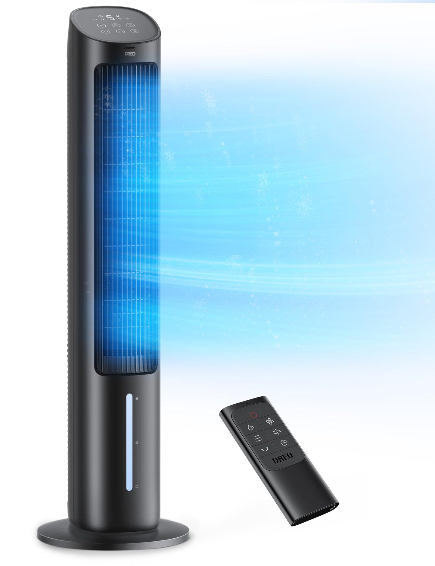 Dreo Tower Fan for Bedroom, 40" Evaporative Air Cooler, Cooling Fans That Blow Cold Air with 80° Oscillating, Removable Water Tank, 3 Modes 4-Speed, Remote Control, Quiet Floor Fan, 7H Timer,Black