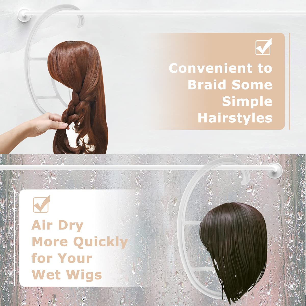 Dreamlover Hanging Wig Stands, Wig Hangers for Wigs, 2 Sets