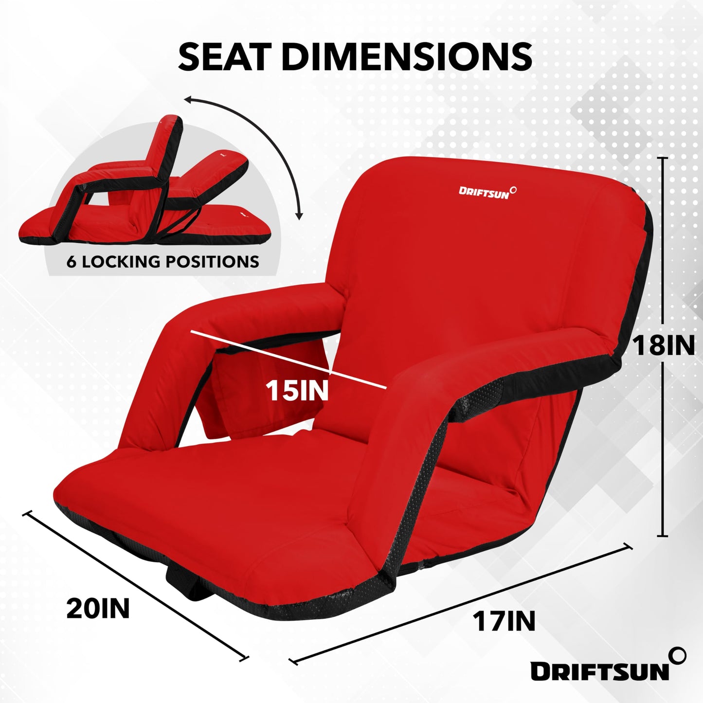 Driftsun Stadium Seats with Back Support, Deluxe Bleacher Chairs with Back Support and Cushion, Padded Stadium Seats, Waterproof Stadium Chair