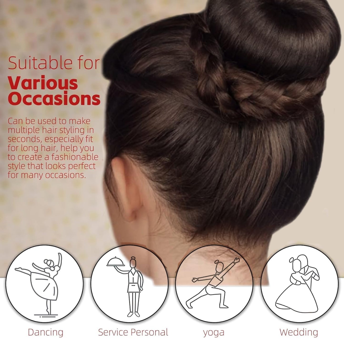 Donut Hair Bun Maker - 4pcs Hair Bun Maker for Kids Easy Ballet and Sock Buns 20pcs Bobby Pins Black