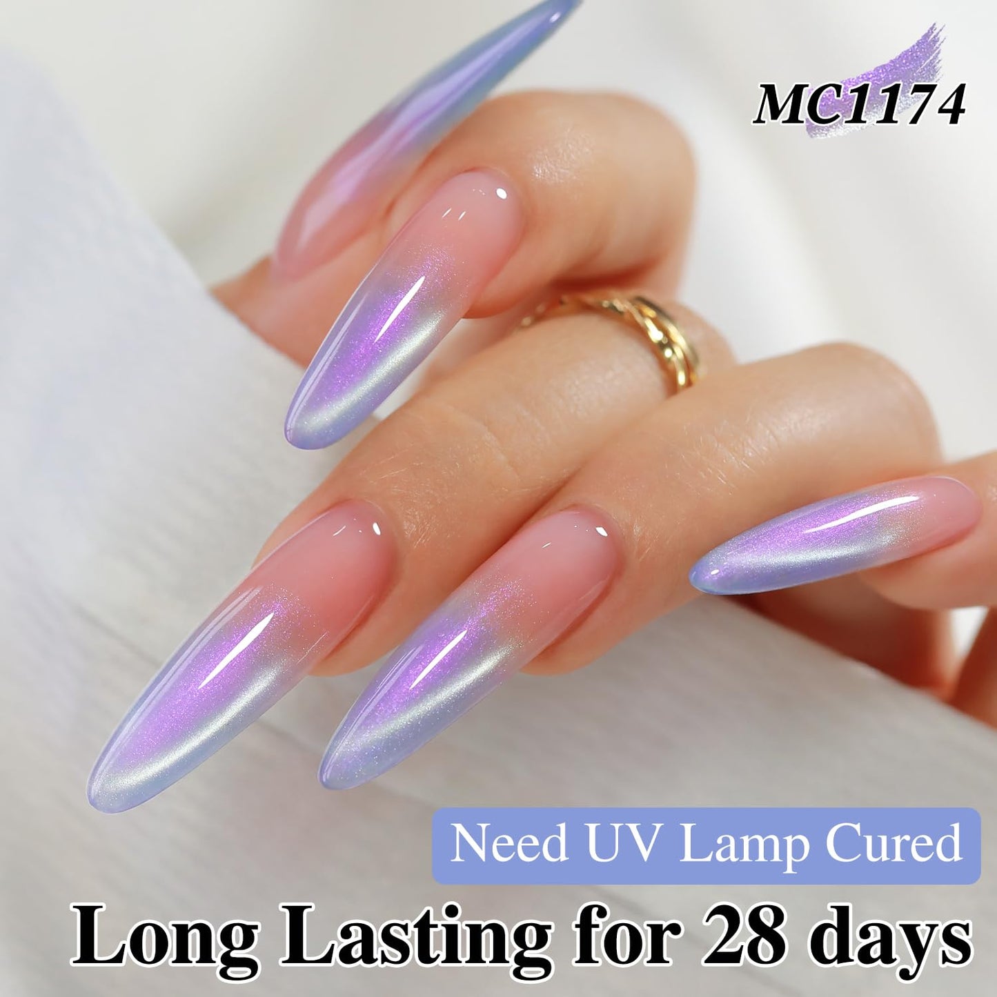 Double Rhythm 15ML Glass Cat Eye Gel Polish with Magnet Same Color Same Bottle Holographic Glitter Shimmer Salon Soak Off Magnetic Nail at Home (Mermaid Blue-MC1174)