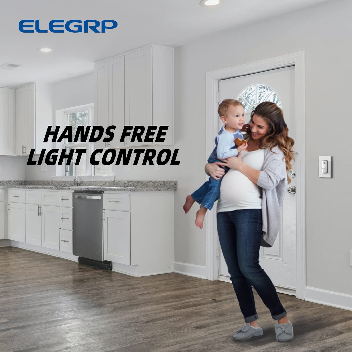 ELEGRP Occupancy Motion Sensor Light Switch, PIR Infrared Motion Activated Wall Switch, No Neutral Wire, Single Pole for CFL/LED/Incandescent Bulb, with Wall Plate, UL Listed (10 Pack, Matte White)