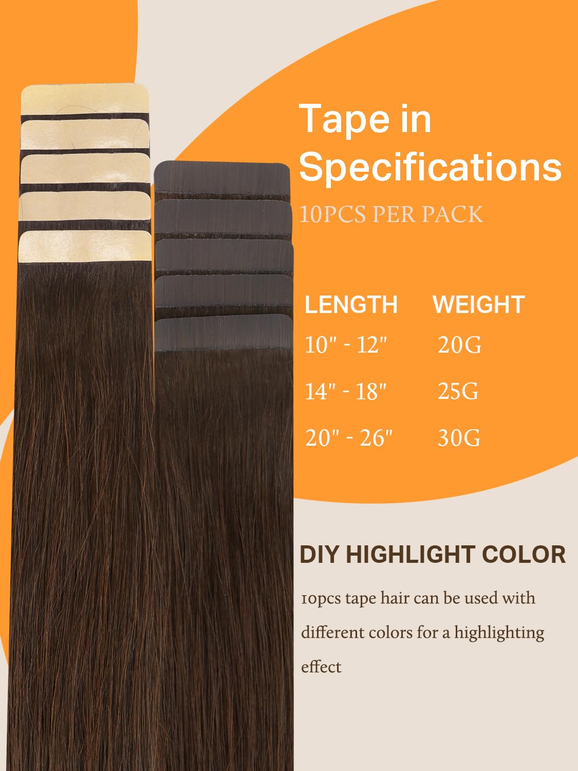 DOORES Hair Extensions Real Human Hair, Chocolate Brown 25g 10pcs 14 Inch, Tape in Hair Extensions Human Hair Remy Hair Silky Straight Skin Weft Real Natural Hair