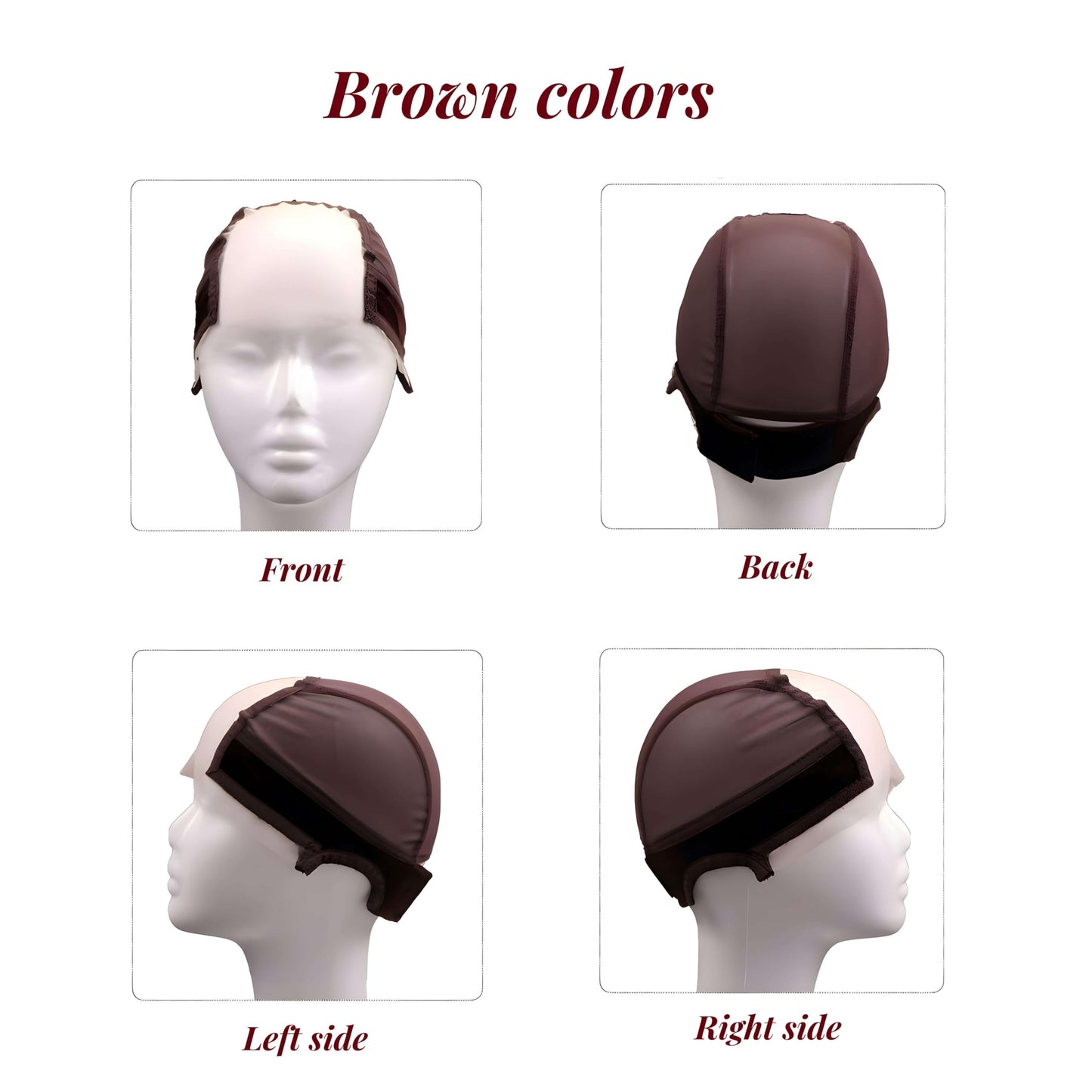 Ecojunmi Lace Wig Cap with Grip Band for Keeping Wigs in Place, 4X5 inch Transparent Adjustable Lace Wig Cap with Headband, Non-slip Wig Gripper (Brown)