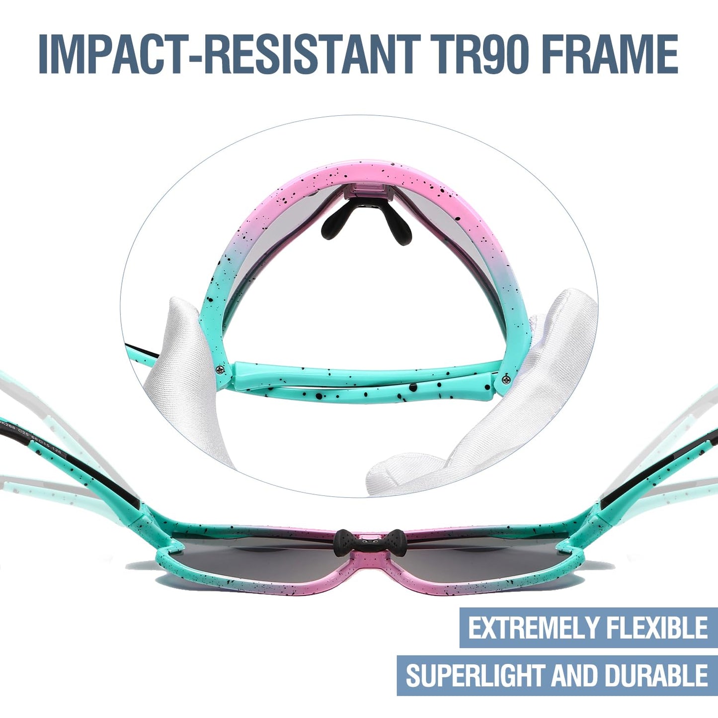 DUCO Kids Sunglasses Youth Baseball Sun Glasses Lightweight TR90 Frame UV400 Sports Cycling Shades for Boys Girls DK268