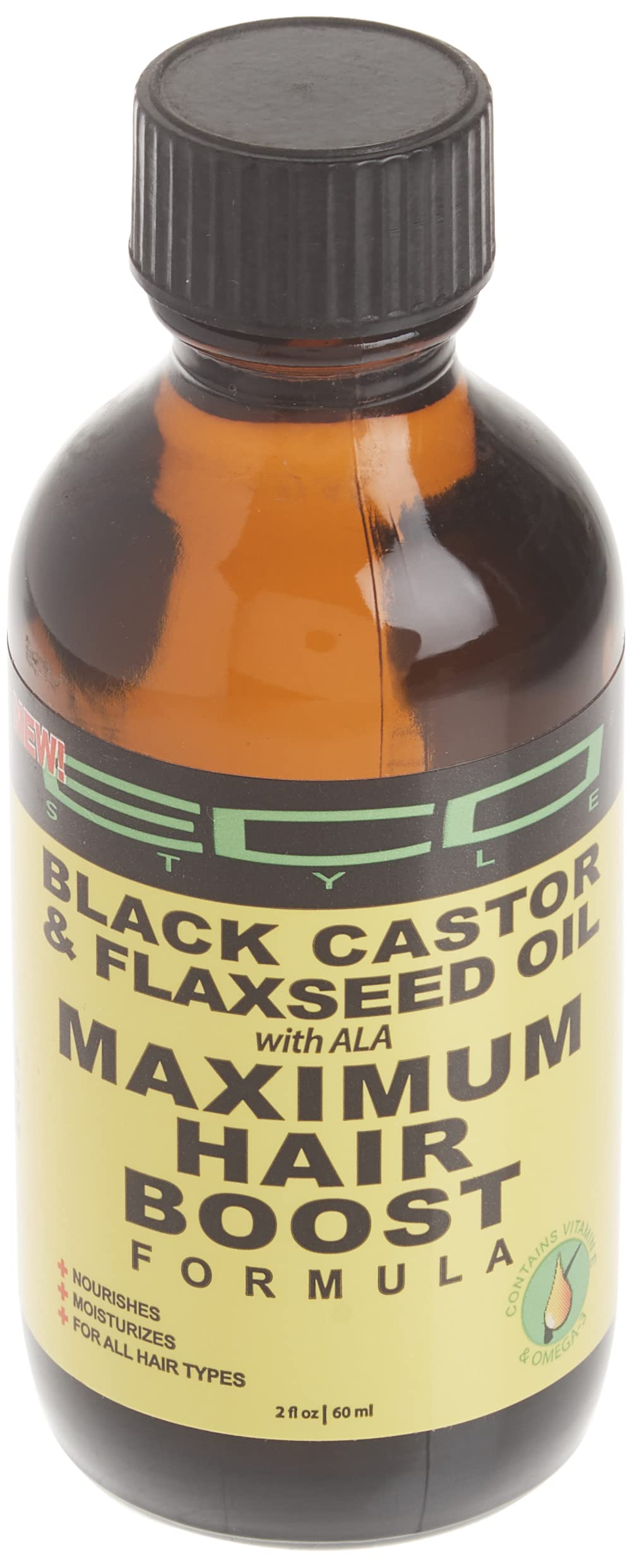 Eco Style Black Castor and Flaxseed Maximum Hair Growth Oil, 2 Ounce,4410