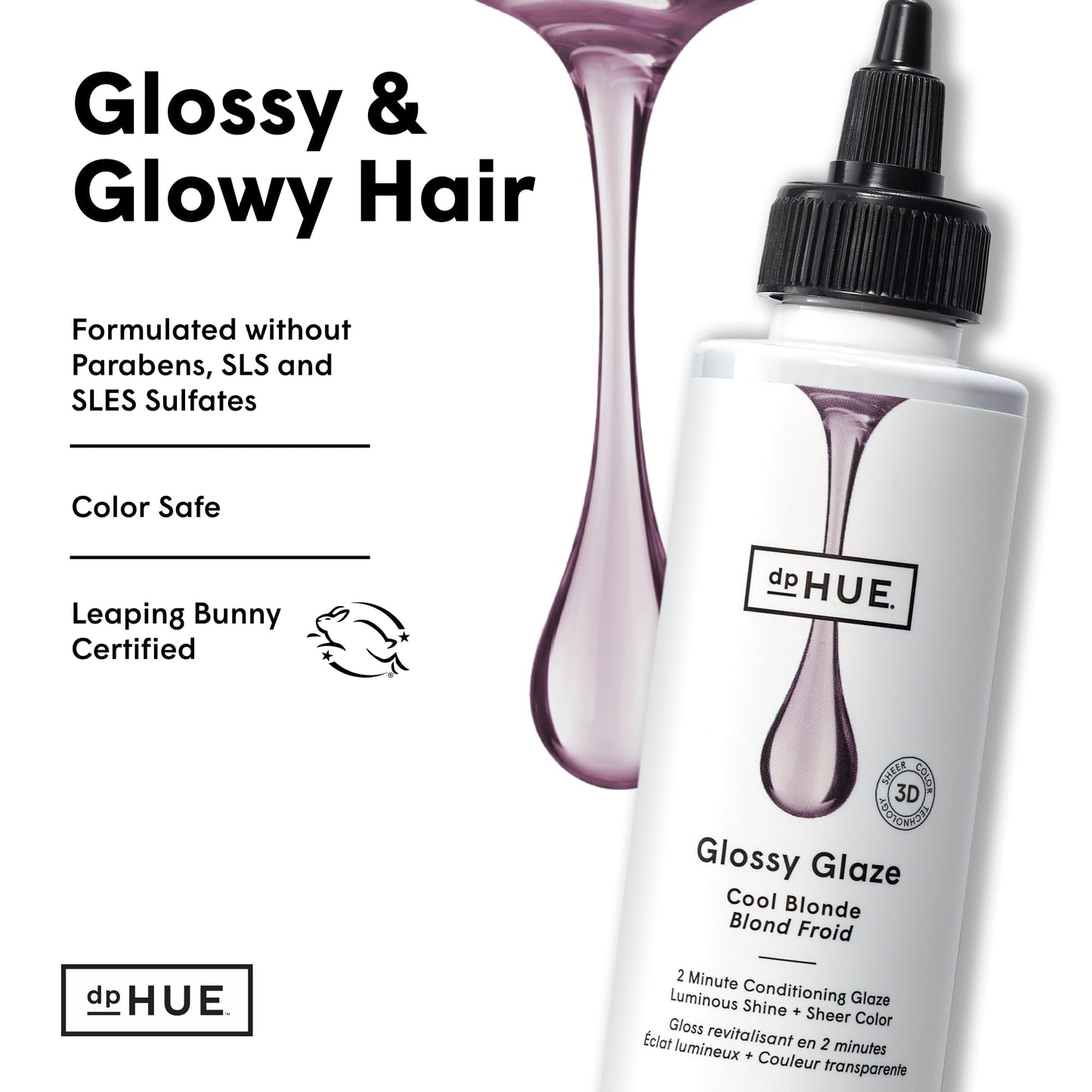 dpHUE Glossy Glaze, Cool Blonde - 4 fl oz - In-Shower Conditioning Glaze for Luminous Shine & Sheer Color - Paraben, SLS & SLES Sulfate Free - Leaping Bunny Certified