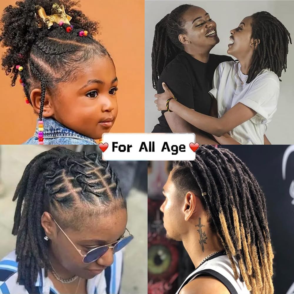 Dreadlock Extensions Human Hair 10-100 Strands 100% Full Handmade Permanent Loc Extension Human Hair for Women/Men/Kids Can Be Dyed Bleached Curled Twisted (0.8cm 1B, 4 inch 10 Strands)