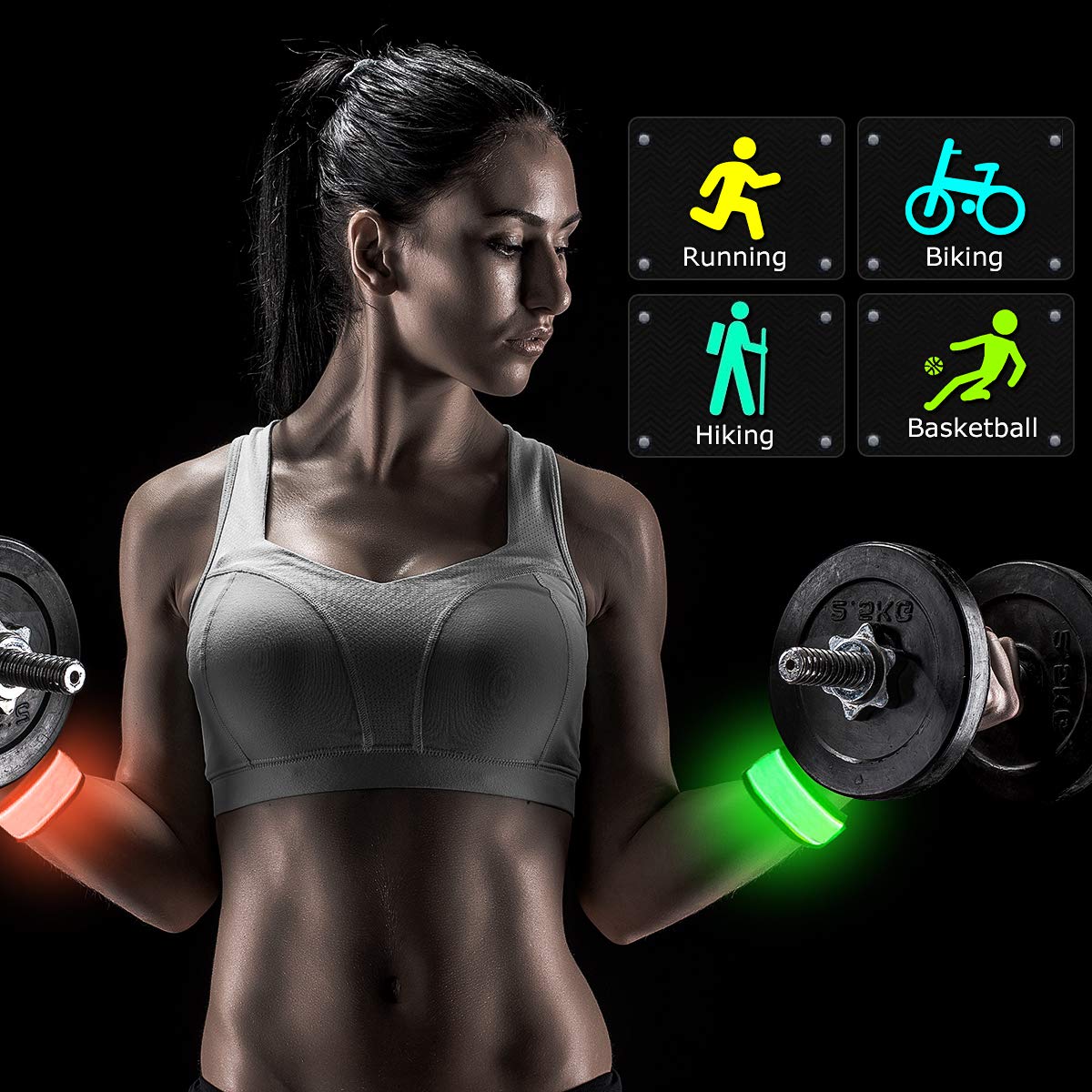esonstyle Pack of 6 LED Light Up Band Slap Bracelets Night Safety Wrist Band for Cycling Walking Running Concert Camping Outdoor Sports