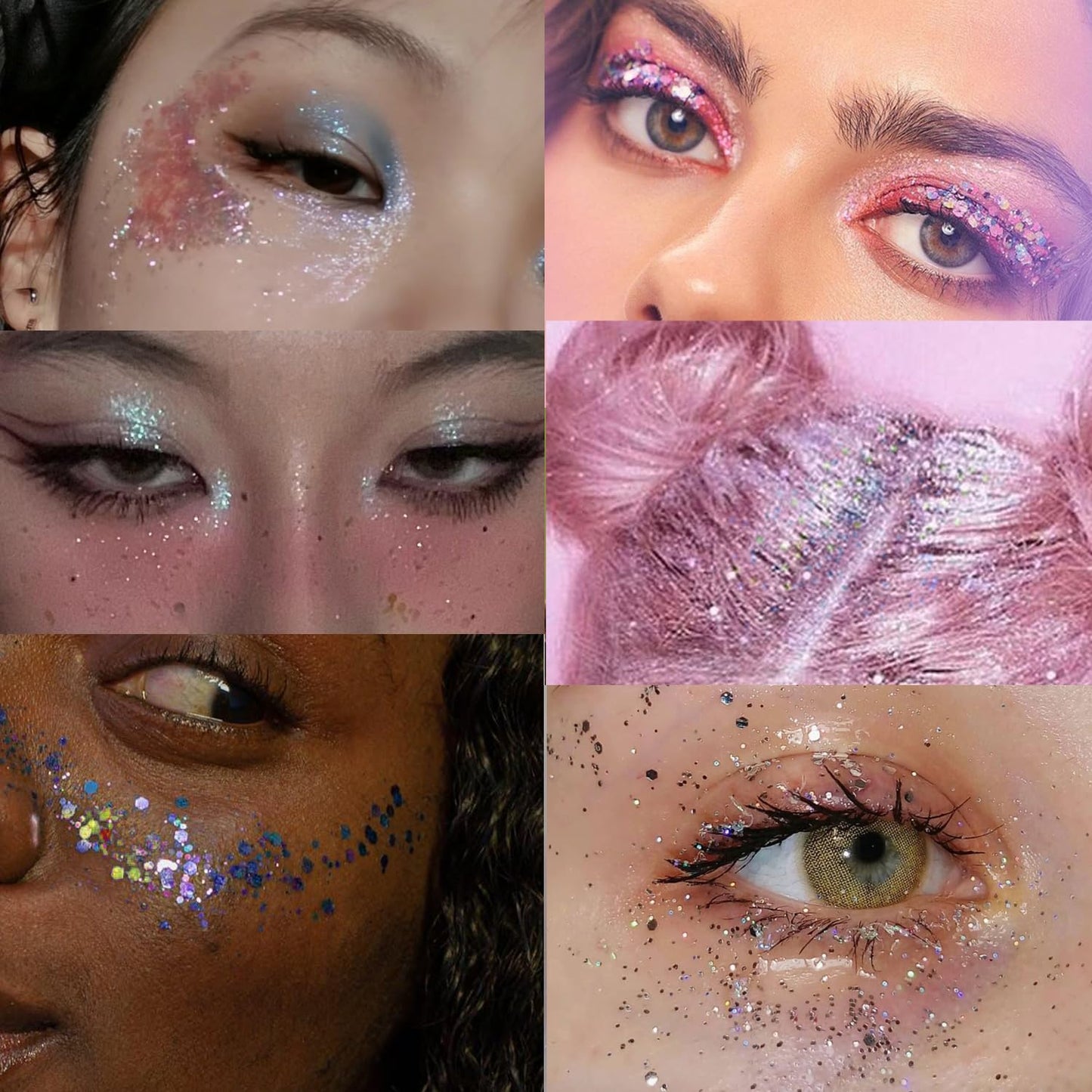 2 Pack Holographic Body Glitter Gel for Body, Face, Hair and Lip Color Changing Sparkling Face Glitter Gel for Music Festival Halloween Concerts Art Party Rave (Neon Pink + Pink Chameleon)