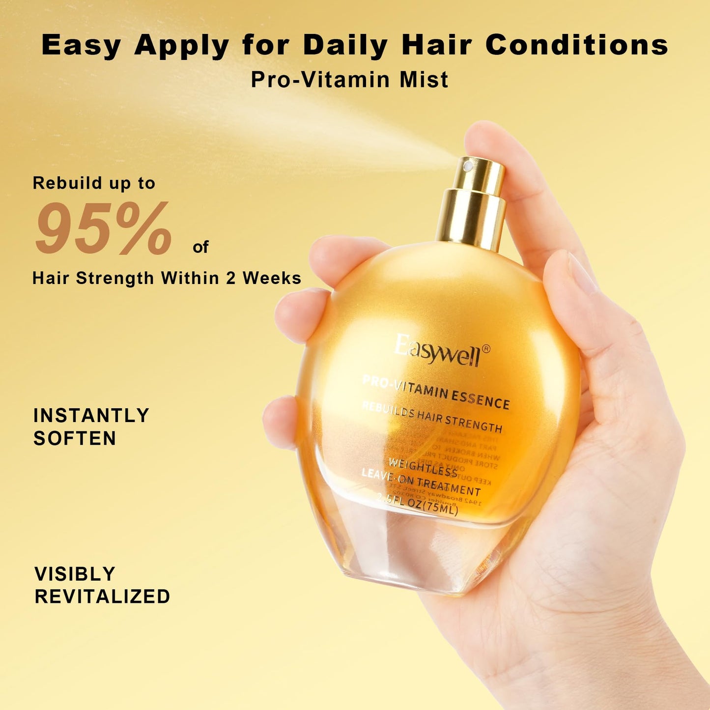 EASYWELL Hair Perfume,A Delicate Hair Florals Fragrance with Pro-Vitamin B5 Essence Leave-In Nourishes and Moisturizes Hair Shine Spray (2.5 fl oz, Floral)